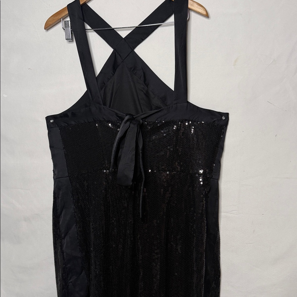 NWOT Prabal Gurung Collab black cross chest bow back sequin cocktail gown 18W - Picture 9 of 13
